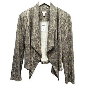 CHICOS Metallic Jacket Medium (Chicos1) Gold Snake Stretch Women Evening Top NWT